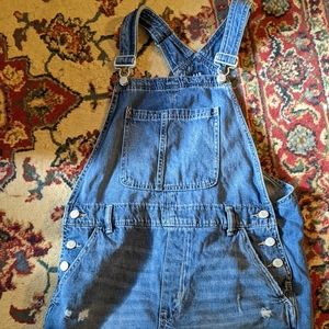 Gap Short Distressed Overalls